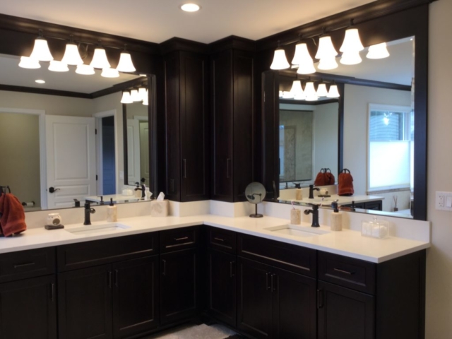 Dark Stained Custom Vanity Cabinets